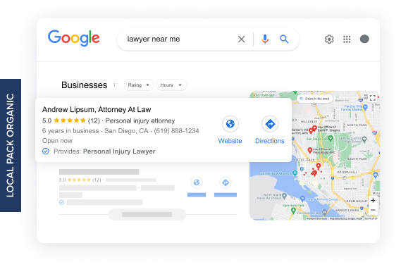 local seo maps pack ranking for attorneys
