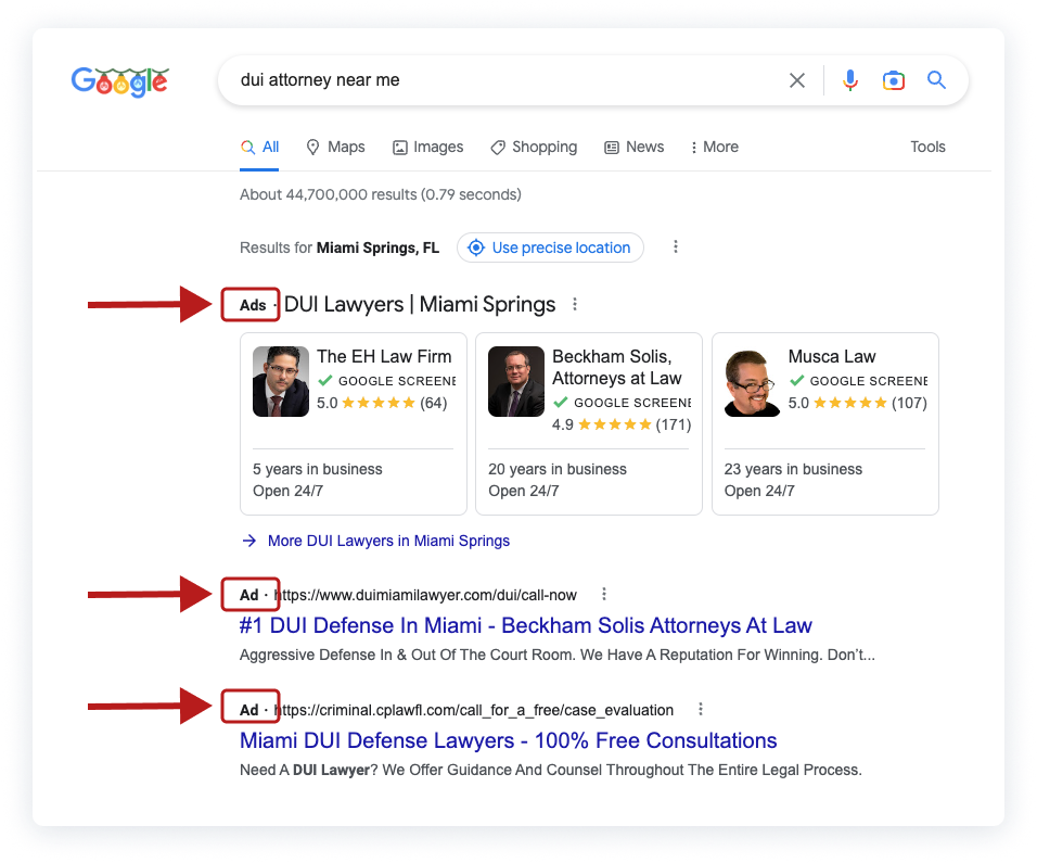 google ppc campaigns for law firms