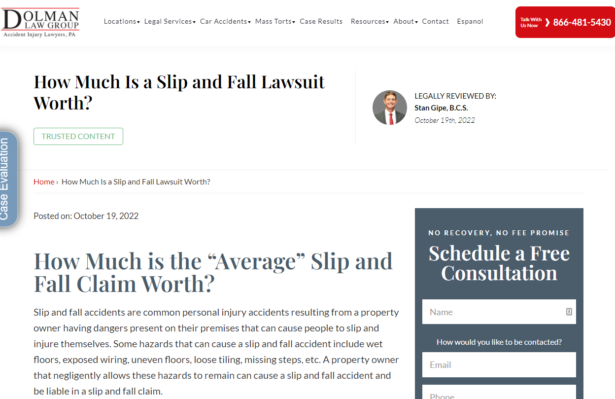 Slip and Fall Lawsuits - How much is a slip and fall case worth_