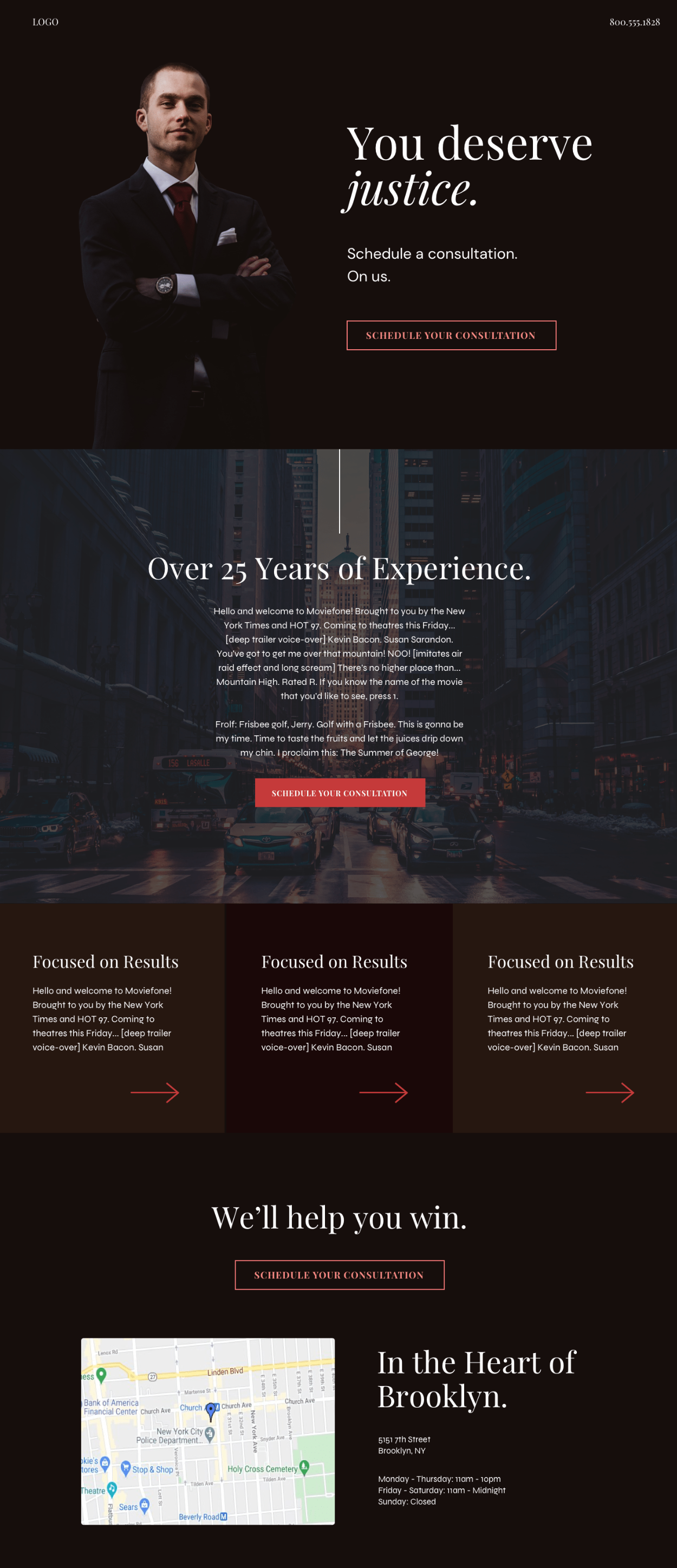 attorney landing page example